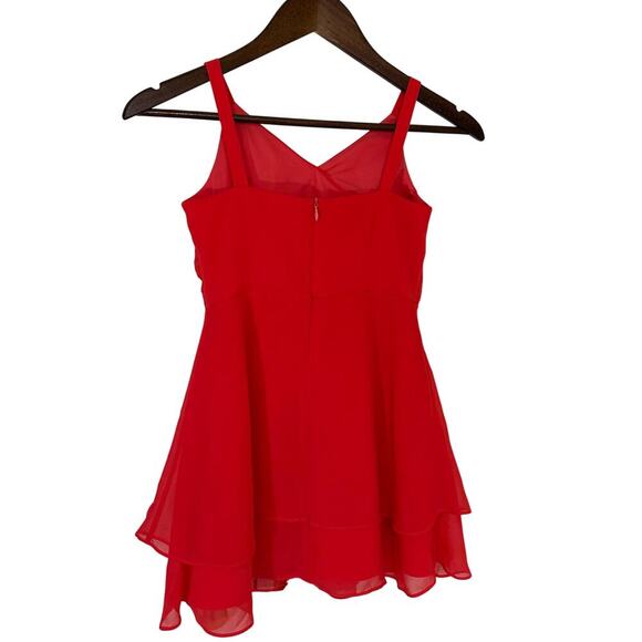 ZAC POSEN Red Flouncy Mini Cocktail Dress Flirty Evening Size 8 - Picture 5 of 10